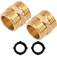 Hourleey Garden Hose Adapter 34 Inch Solid Brass Hose Connectors 2 Pack Hose Connector With 2 Extra Washers Male To Male