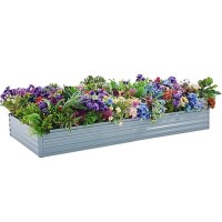 Meberam Metal Raised Garden Bed Kit Outdoor Bottomless Galvanized Elevated Plant Box For Vegetable Gardening Grey 6X3X1Ft