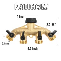 Hourleey Brass 4 Way Heavy Duty Garden Hose Splitter Water Hose Splitter For 34 Hose Connector Hose Faucet Splitter Hose Sp