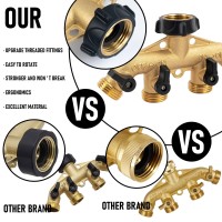 Hourleey Brass 4 Way Heavy Duty Garden Hose Splitter Water Hose Splitter For 34 Hose Connector Hose Faucet Splitter Hose Sp