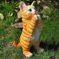 Cat Statue Outdoor Garden Decor  Cat Figurines Outdoor Statues For Patio  Lawn  Yard Decoration  Orange Cat Sculpture & Figurines Cat Lover Gifts For Women  Kitten Statue Ornaments