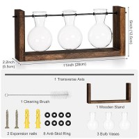 Yibot Plants Propagation Stations Plant Terrarium With Wooden Stand Wall Hanging Glass Planter Plant Propagation Vase For Indoor Office Home Garden Decor Plant Lover Gifts For Women