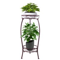 Yhijurs Metal Plant Stand Indoor Outdoor 2 Tiers Tall Plant Stands 271 Iron Corner Flower Pot Holder Plant Rack Display Shel