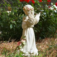 Garden Decor Angel Statue Outdoor Patio Garden Sculptures Statues Solar Yard Decorations Lawn Ornaments Figurines For Outsid