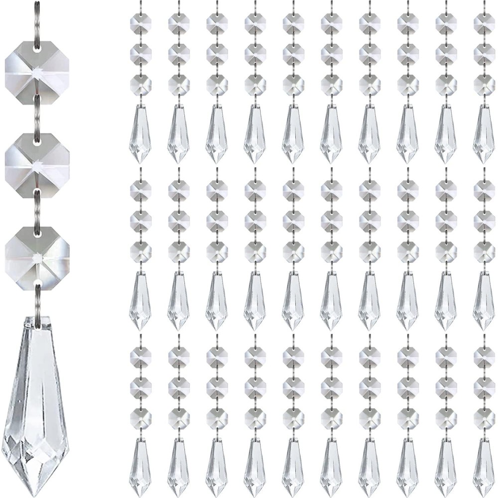 Jishi 30Pk Crystal Icicle Ornaments Christmas Tree Winter Decorations Clear Plastic Hanging Crystals Centerpiece Chandelier Garl