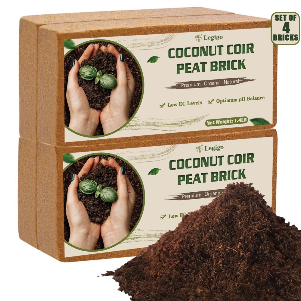 Legigo 4 Pack Premium Coco Coir Brick For Plants 100 Organic Compressed Coconut Coir Bricks Starting Mix Coco Coir Fiber Coco