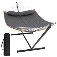 Suncreat Portable Hammock With Stand Included Double Hammock With Curved Spreader Bar Dark Gray