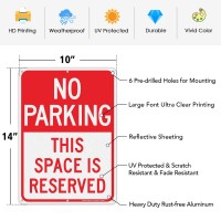 Faittoo No Parking This Space Is Reserved Sign 14 X 10 Inch Reflective Aluminum Sign Uv Protected And Weatherproof Durable In