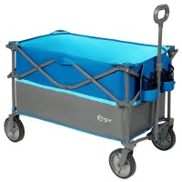 Portal Folding Utility Wagon Collapsible Cart With Wheels Heavy Duty Foldable Garden Wagon With Cup Holder Side Pocket For Cam