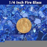 Vchin Cobalt Blue Fire Glass Fire Pit Glass Rocks For Propane Fire Pit Fireplace And Outdoor Decorative 14 Inch Reflective F