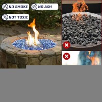 Vchin Cobalt Blue Fire Glass Fire Pit Glass Rocks For Propane Fire Pit Fireplace And Outdoor Decorative 14 Inch Reflective F