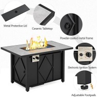 Yaheetech Propane Fire Pit 43 Inch Gas Fire Pit Table 50 000 Btu Autoignition 2 In 1 Gas Firepit With Ceramic Tabletop Steel B