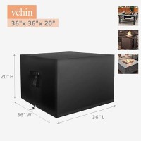 Vchin Fire Pit Cover Square  Fits 32-36 Inch Fire Pit Table.600D Heavy Duty Waterproof Firepit Cover.Gas Firepit Cover With Drawstring And Handles  Fade Resistant Material  All Weather