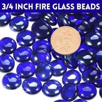 Vchin Fire Pit Glass Cobalt Blue Fire Glass For Propane Fire Pit Fireplace And Outdoor Decorative 34 High Luster 10Lb Round