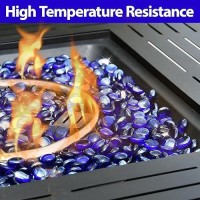 Vchin Fire Pit Glass Cobalt Blue Fire Glass For Propane Fire Pit Fireplace And Outdoor Decorative 34 High Luster 10Lb Round