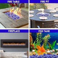 Vchin Fire Pit Glass Cobalt Blue Fire Glass For Propane Fire Pit Fireplace And Outdoor Decorative 34 High Luster 10Lb Round