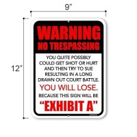 Honey Dew Gifts Warning No Trespassing You Quite Possibly Could Get Shot 9 Inch By 12 Inch Trespassers Will Be Shot Sign Met