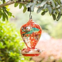 Muse Garden Hummingbird Feeders For Outdoors Hanging Blown Glass Hummingbird Feeder Hummingbird Gifts For Mom Garden Decor Fo