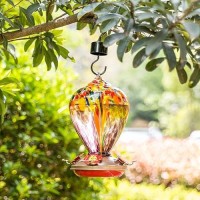 Muse Garden Hummingbird Feeders For Outdoors Hanging Blown Glass Hummingbird Feeder Hummingbird Gifts For Mom Garden Decor Fo