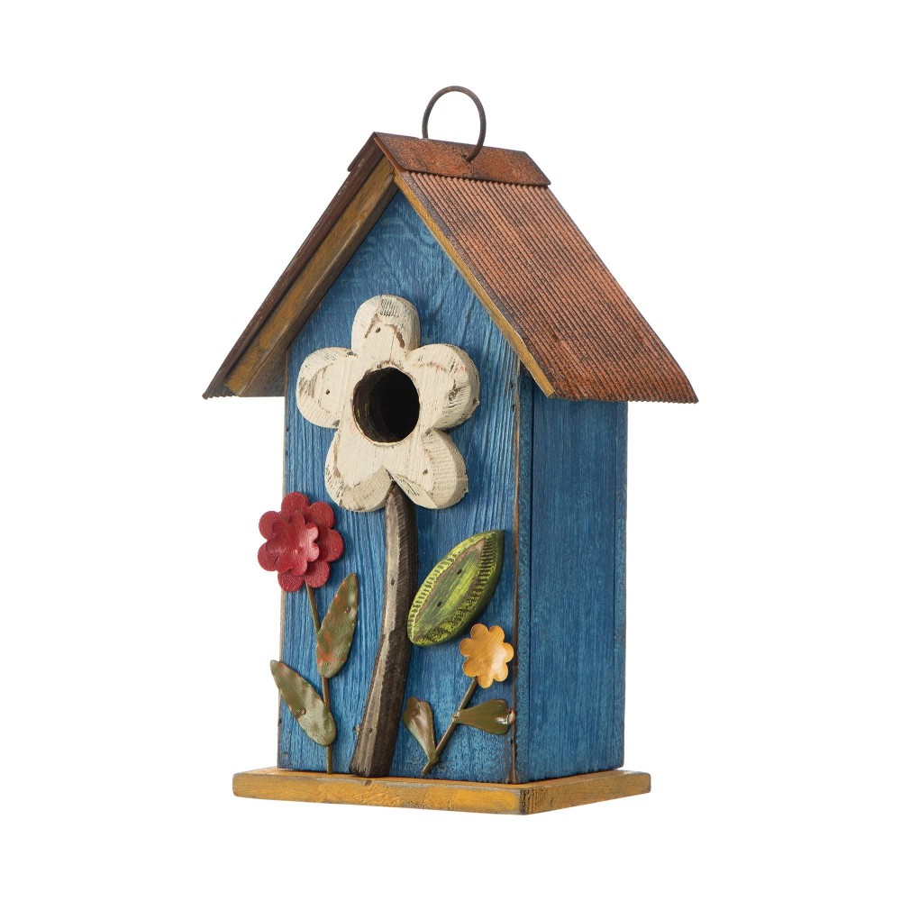 Glitzhome 102 H Hanging Bird House For Outdoor Patio Garden Decorative Birdhouse Pet Cottage Distressed Wooden Birdhouse Flo