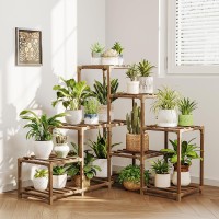 Bamworld Plant Stand Indoor Corner Plant Shelf Outdoor For Multiple Plants Wood Flower Stand Ladder Plant Table For Plant Pots F