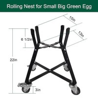 Quantfire Small Big Green Egg Nest Grill Stand For Big Green Egg Accessories Rolling Nest With Heavy Duty Locking Caster Wheel