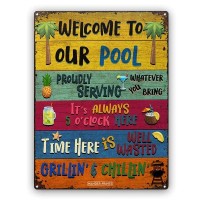 Wander Prints Welcome Pool Sign Housewarming Gift For Men Women Birthday Gift For Dad Mom Grandpa Grandma 1St Christmas Ne