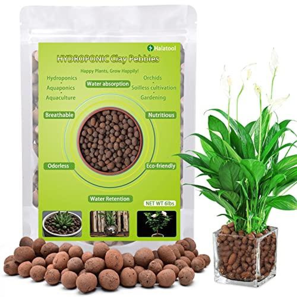 Halatool 6 Lb Organic Clay Pebbles 4Mm16Mm Leca For Plants 100 Natural Hydroton Clay Pebbles For Hydroponic Growing Gardening