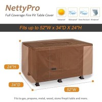 Nettypro Fire Pit Cover Rectangular 52 Inch Waterproof Heavy Duty Rectangle Fire Table Cover For Outdoor Gas Propane Firepit Table  Brown