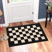 Boveu Indoor Door Mat Front Door Rug 20X 32 Anti Slip Checkered Geometric Pattern Welcome Mat Indoor Low Profile Thin Door