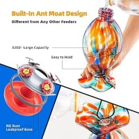 Laelvish Garden Gifts For Women Hummingbird Feeder 32Oz Hand Blown Glass Hummingbird Feeders For Outdoors Hanging Builtin Ant