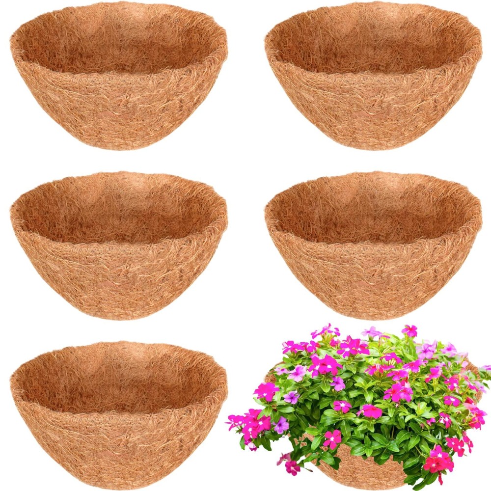 Halatool 6Pcs 12 Inch Coco Fiber Liner Coconut Fiber Planter Liner 100 Natural Coco Fiber Liners For Planters Round Coco Coir H