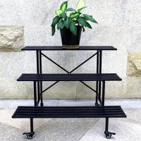 Zhongma Moving Garden Cart 3 Tier Sturdy Metal Plant Stand Heavy Duty Plant Holder Garden Plant Shelf With Wheels