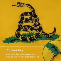 Syii Dont Tread On Me Gadsden Boat Flag 12X18 Inch Made In Usa  Embroidery Yellow Coiled Rattle Snake With 2 Brass Grommet  Heavy Duty Nylon Outdoor Banner For All Weather