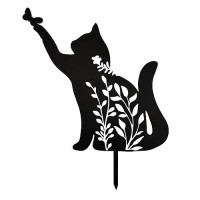 Metal Black Cat Stake Garden Garden Statue Yard Decoration Art Lawn Cat Gifts For Cat Lovers Outdoor Home Decoration Metal An