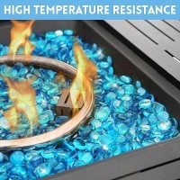 Vchin Fire Glass Caribbean Blue Fire Glass For Propane Fire Pit Fireplace And Outdoor Decorative 34 High Luster Round Fire P