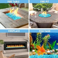 Vchin Fire Glass Caribbean Blue Fire Glass For Propane Fire Pit Fireplace And Outdoor Decorative 34 High Luster Round Fire P