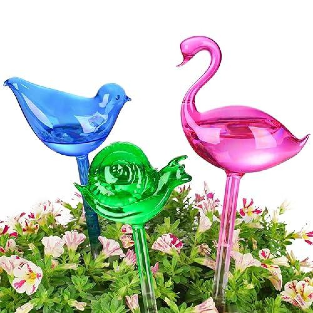 Nihome Spike Selfwatering Bulb 3Pcs 10 Iridescent Pearl Handblown Glass Globe Pot Plant Waterer Home Indoor Outdoor Garden P