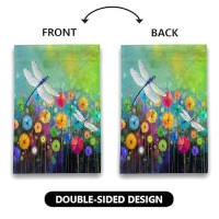 Spring Flower Garden Flag Dragonfly Flags Welcome Summer House Flag For Outdoors 28 X 40 Double Sided Large Decorative Flag