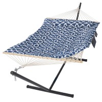 Suncreat Double Portable Hammock With Stand Included 475 Lbs Capactiy Extra Large Two Person Hammock Blue Pattern