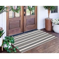 Black And White Striped Rug 24 X 51Outdoor Front Porch Rug Handwoven Machine Washable Indooroutdoor Layered Door Mats For