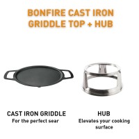 Solo Stove Bonfire Griddle Hub Cast Iron Cookware With Stainless Steel Hub For 8 Elevation Addition To Bonfire Fire Pit