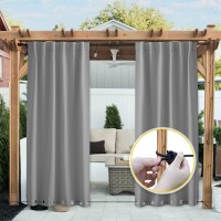 Nicetown 2 Panels Weighted Blackout Curtains With Grommet Back Tab On Top And Bottom For Patio Waterproof Windproof Privacy O