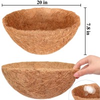 Halatool 2Pcs 20 Inch Coconut Liners Coco Coir Hanging Basket Liners 100 Natural Coco Fiber Liners Round Coco Liners For Plante