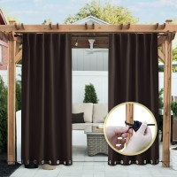 Nicetown 2 Panels Weighted Blackout Curtains With Grommet Back Tab On Top And Bottom For Patio Waterproof Windproof Privacy O