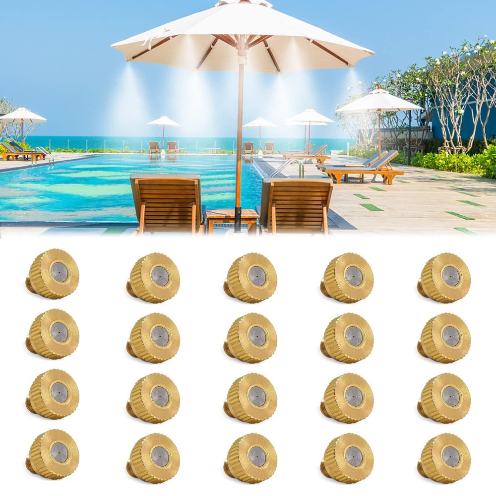 Pocket Panda 20Pcs Brass Mister Nozzles For Outside Patio Misting Nozzle For Misters Outdoor Cooling System Mist Replacement H