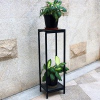 Zhongma 2 Tier 395 Tall Plant Stand With Slate Top Square Flower Shelf For Balcony Home Garden Backyard Patio With Adjusta