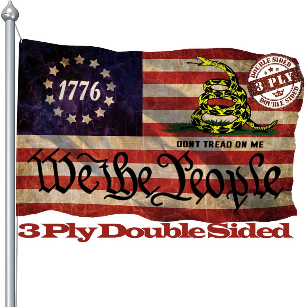 1776 Dont Tread On Me Flag 3X5 Ft Double Sided We The People Gadsden Flags Banner 3 Ply Usa American Us Rattlesnake Vintage Ga