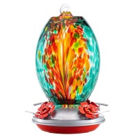 Muse Garden Hummingbird Feeders For Outdoors Hanging Blown Glass Hummingbird Feeder Hummingbird Gifts For Mom Garden Backyard