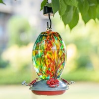 Muse Garden Hummingbird Feeders For Outdoors Hanging Blown Glass Hummingbird Feeder Hummingbird Gifts For Mom Garden Backyard